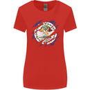 Torn Belize Flag Belizean Day Football Womens Wider Cut T-Shirt Red