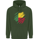 Torn Benin Flag Beninese Day Football Childrens Kids Hoodie Forest Green
