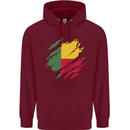 Torn Benin Flag Beninese Day Football Childrens Kids Hoodie Maroon