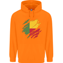 Torn Benin Flag Beninese Day Football Childrens Kids Hoodie Orange