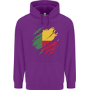 Torn Benin Flag Beninese Day Football Childrens Kids Hoodie Purple