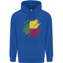 Torn Benin Flag Beninese Day Football Childrens Kids Hoodie Royal Blue