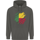Torn Benin Flag Beninese Day Football Childrens Kids Hoodie Storm Grey