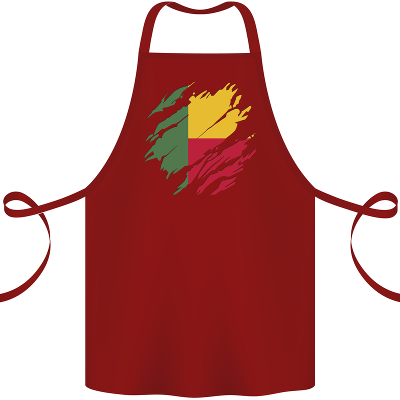 Torn Benin Flag Beninese Day Football Cotton Apron 100% Organic Maroon