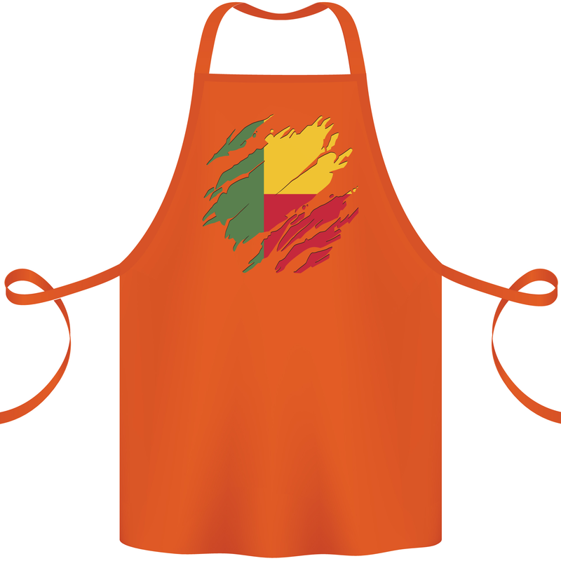 Torn Benin Flag Beninese Day Football Cotton Apron 100% Organic Orange