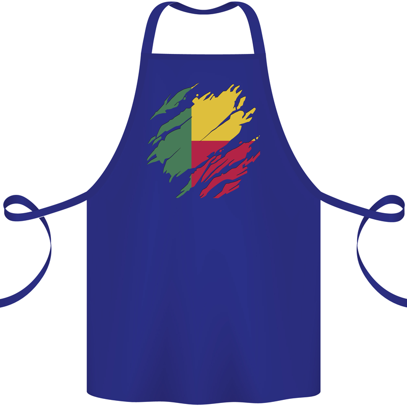 Torn Benin Flag Beninese Day Football Cotton Apron 100% Organic Royal Blue