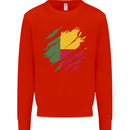 Torn Benin Flag Beninese Day Football Kids Sweatshirt Jumper Bright Red