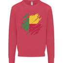 Torn Benin Flag Beninese Day Football Kids Sweatshirt Jumper Heliconia