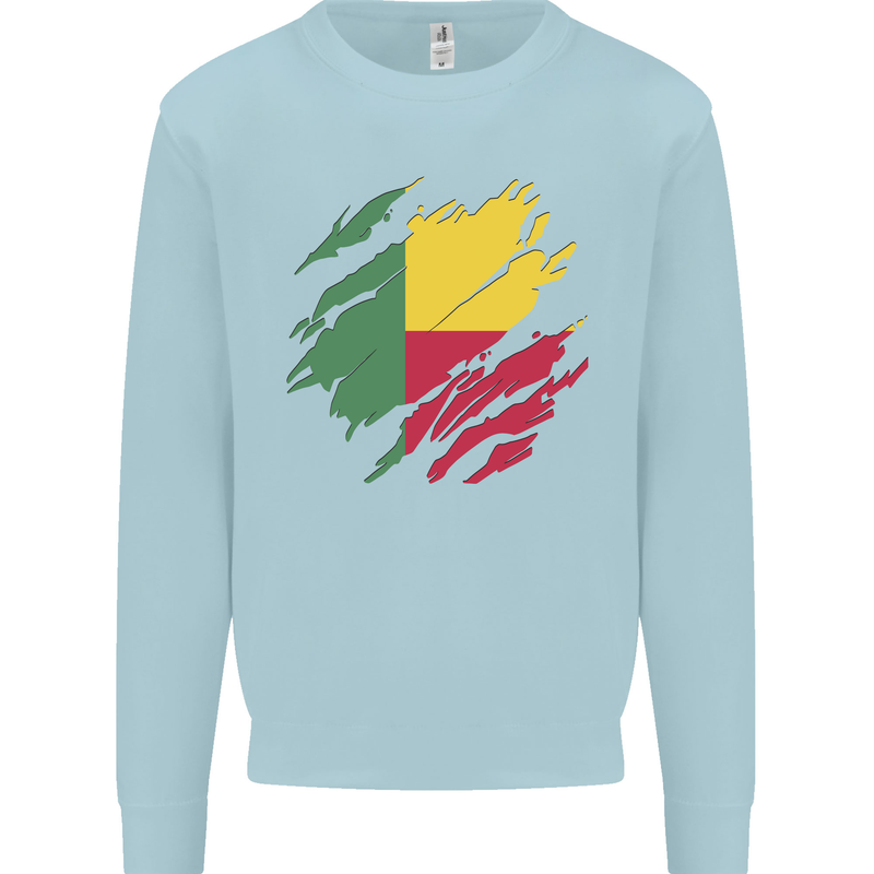 Torn Benin Flag Beninese Day Football Kids Sweatshirt Jumper Light Blue