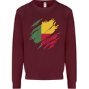 Torn Benin Flag Beninese Day Football Kids Sweatshirt Jumper Maroon