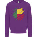 Torn Benin Flag Beninese Day Football Kids Sweatshirt Jumper Purple