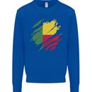 Torn Benin Flag Beninese Day Football Kids Sweatshirt Jumper Royal Blue