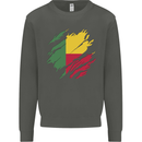 Torn Benin Flag Beninese Day Football Kids Sweatshirt Jumper Storm Grey