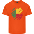 Torn Benin Flag Beninese Day Football Kids T-Shirt Childrens Orange