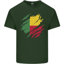 Torn Benin Flag Beninese Day Football Mens Cotton T-Shirt Tee Top Forest Green