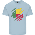 Torn Benin Flag Beninese Day Football Mens Cotton T-Shirt Tee Top Light Blue