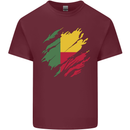 Torn Benin Flag Beninese Day Football Mens Cotton T-Shirt Tee Top Maroon