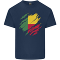 Torn Benin Flag Beninese Day Football Mens Cotton T-Shirt Tee Top Navy Blue