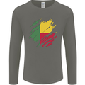 Torn Benin Flag Beninese Day Football Mens Long Sleeve T-Shirt Charcoal