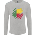 Torn Benin Flag Beninese Day Football Mens Long Sleeve T-Shirt Sports Grey