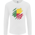Torn Benin Flag Beninese Day Football Mens Long Sleeve T-Shirt White