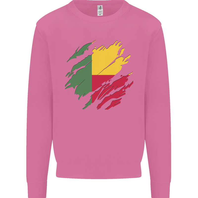 Torn Benin Flag Beninese Day Football Mens Sweatshirt Jumper Azalea
