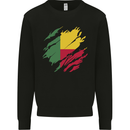Torn Benin Flag Beninese Day Football Mens Sweatshirt Jumper Black