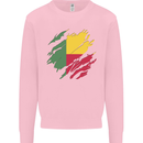 Torn Benin Flag Beninese Day Football Mens Sweatshirt Jumper Light Pink