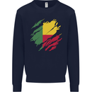 Torn Benin Flag Beninese Day Football Mens Sweatshirt Jumper Navy Blue