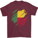 Torn Benin Flag Beninese Day Football Mens T-Shirt 100% Cotton Maroon