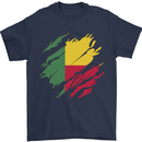 Torn Benin Flag Beninese Day Football Mens T-Shirt 100% Cotton Navy Blue
