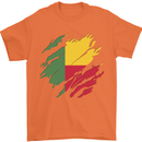 Torn Benin Flag Beninese Day Football Mens T-Shirt 100% Cotton Orange