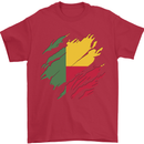 Torn Benin Flag Beninese Day Football Mens T-Shirt 100% Cotton Red