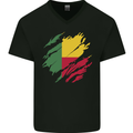 Torn Benin Flag Beninese Day Football Mens V-Neck Cotton T-Shirt Black