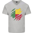 Torn Benin Flag Beninese Day Football Mens V-Neck Cotton T-Shirt Sports Grey
