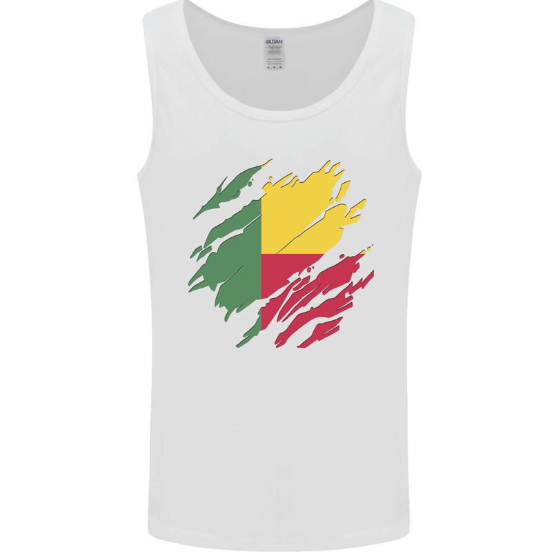 Torn Benin Flag Beninese Day Football Mens Vest Tank Top White