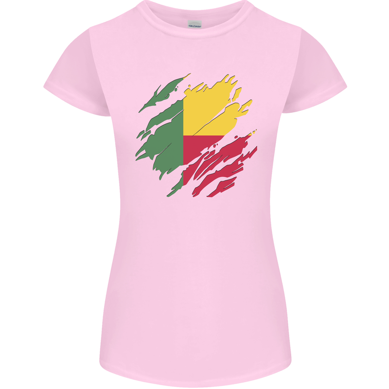Torn Benin Flag Beninese Day Football Womens Petite Cut T-Shirt Light Pink