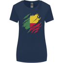 Torn Benin Flag Beninese Day Football Womens Wider Cut T-Shirt Navy Blue