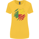 Torn Benin Flag Beninese Day Football Womens Wider Cut T-Shirt Yellow