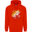 Torn Bhutan Flag Bhutanese Day Football Childrens Kids Hoodie Bright Red
