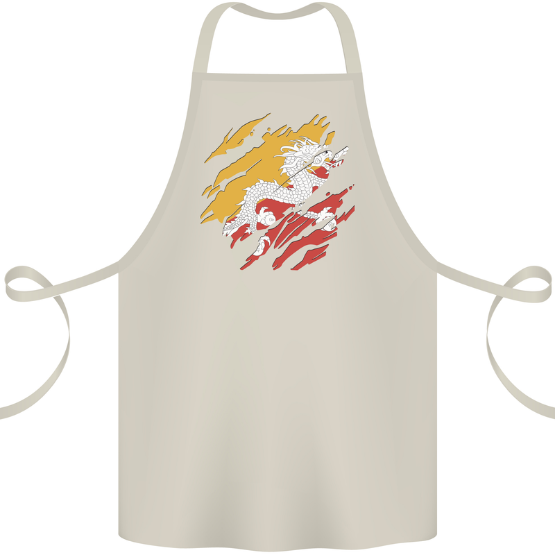 Torn Bhutan Flag Bhutanese Day Football Cotton Apron 100% Organic Natural