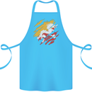 Torn Bhutan Flag Bhutanese Day Football Cotton Apron 100% Organic Turquoise