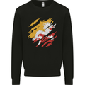 Torn Bhutan Flag Bhutanese Day Football Kids Sweatshirt Jumper Black