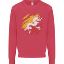 Torn Bhutan Flag Bhutanese Day Football Kids Sweatshirt Jumper Heliconia