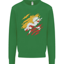 Torn Bhutan Flag Bhutanese Day Football Kids Sweatshirt Jumper Irish Green