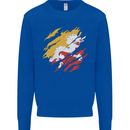 Torn Bhutan Flag Bhutanese Day Football Kids Sweatshirt Jumper Royal Blue