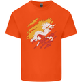 Torn Bhutan Flag Bhutanese Day Football Kids T-Shirt Childrens Orange