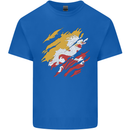 Torn Bhutan Flag Bhutanese Day Football Kids T-Shirt Childrens Royal Blue