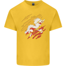 Torn Bhutan Flag Bhutanese Day Football Kids T-Shirt Childrens Yellow
