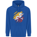Torn Bhutan Flag Bhutanese Day Football Mens 80% Cotton Hoodie Royal Blue